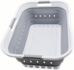 42L Collapsible Plastic Laundry Basket White Grey