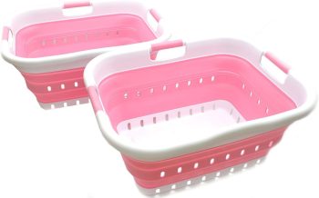 41L Set 2 3-Handled Laundry Basket White/Pink