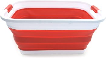 41L Collapsible Plastic Laundry Basket Red Rectangular