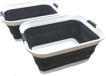 42L Set 2 Collapsible Laundry Basket Black