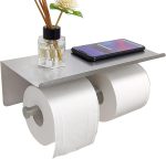 Double Toilet Paper Holder with Shelf Brushed Nickel