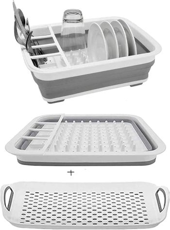 Collapsible Dish Drying Rack with Drainboard RV Camper