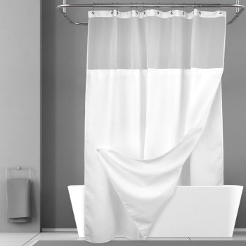 Waffle Weave Shower Curtain Liner Set White 71x72