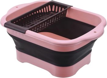 10.5L Collapsible Dish Basin Pink