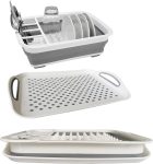 Collapsible Dish Drying Rack with Drain Board Set