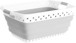Collapsible Plastic Laundry Basket Gray Comfort Grips
