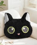 Black Cat Shaped Throw Pillow