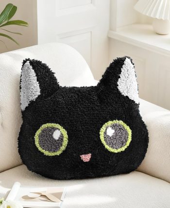 Black Cat Shaped Throw Pillow