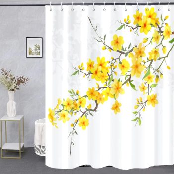 Yellow Floral Shower Curtain 72x72