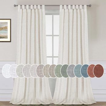 Natural Linen Tab Top Curtains 84" Heathered Natural 2 Panels