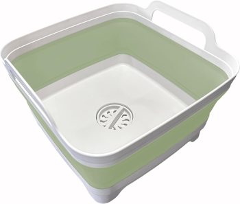 9L Collapsible Dish Basin with Drain Plug Green