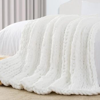 Chunky Chenille Knit Throw Snow White 50x60
