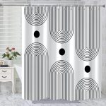 White Black Boho Arch Shower Curtain 72x72