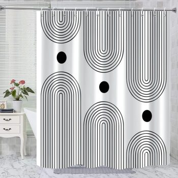 White Black Boho Arch Shower Curtain 72x72