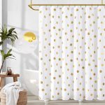 White Gold Polka Dot Shower Curtain 70x72