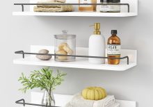 White Over Toilet Shelves Set 3 White Dark Grey