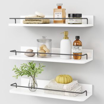 White Over Toilet Shelves Set 3 White Dark Grey