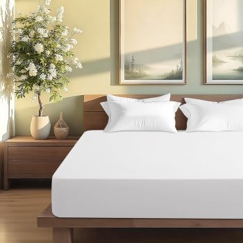1000 TC Egyptian Cotton Fitted Sheet White 18 inch
