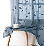 Stone Blue Floral Sheer Curtains 63" 2 Panels