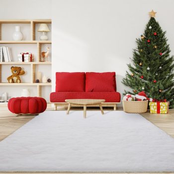 White High-Pile Rug 4x6 Fluffy