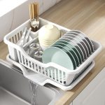2-Piece Plastic Dish Drying Rack White