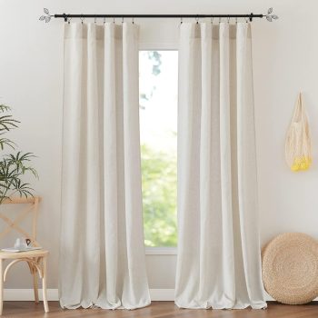 Flax Linen Blend Semi Sheer Curtain 84" 2 Panels
