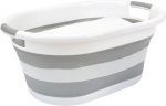 Collapsible Laundry Basket White/Grey Large Space Saver