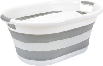 Collapsible Laundry Basket White/Grey Large Space Saver