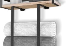 Wall Mounted Towel Rack with Wooden Shelf