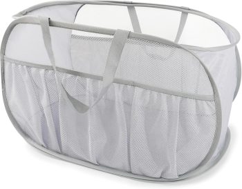 Collapsible Laundry Basket with Bags Mesh Grey