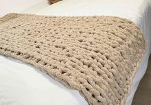 Chenille Chunky Knit Throw Tan 40x40
