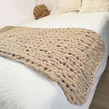 Chenille Chunky Knit Throw Tan 40x40