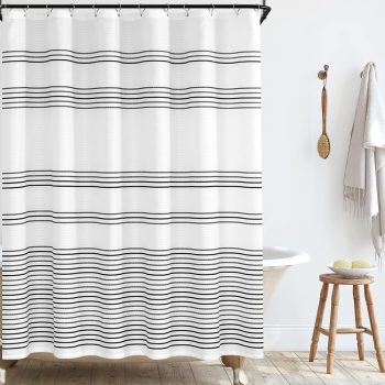 Black White Striped Shower Curtain 70x72