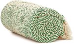 Cotton Throw Blanket with Fringe Sage Beige Herringbone 50x60