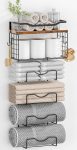 6 Tier Towel Rack with Floating Shelves Metal Wood