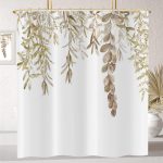 Botanical Eucalyptus Shower Curtain Tan 72x72