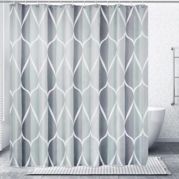 Grey Waterproof Shower Curtain 72x72 Weighted Hem