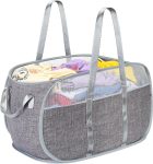 Pop Up Laundry Basket Reinforced Handles Gray