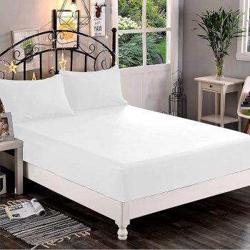 1500 Microfiber Fitted Sheet White 16 inch Pocket