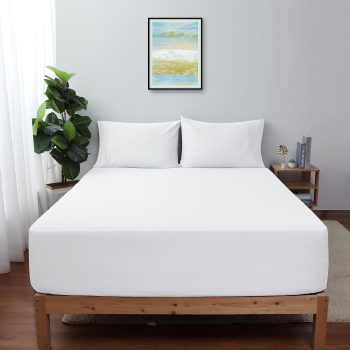 600 TC Egyptian Cotton Fitted Sheet White 16 inch