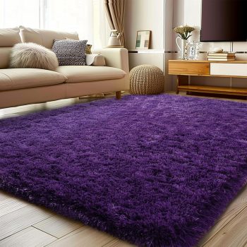 Purple Modern Shag Rug 4x6 Non-Slip