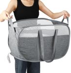 Tear Proof Pop Up Laundry Hamper Grey Dual Handles