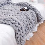 Chunky Knit Throw Gray 40x40