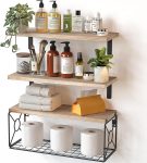 Over Toilet Floating Shelves Natural Wood