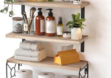Over Toilet Floating Shelves Natural Wood