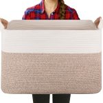 Extra Large Cotton Rope Basket Brown White 95L
