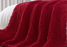 Chunky Chenille Knit Throw Red 50x60