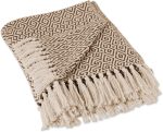 Rustic Farmhouse Double Diamond Woven Throw Brown 50x60