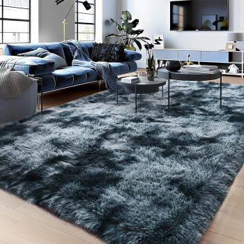 Blue-Gray Fluffy Rug 6x9 Long-Pile