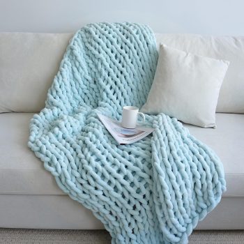 Chenille Chunky Knit Throw Baby Blue 30x40